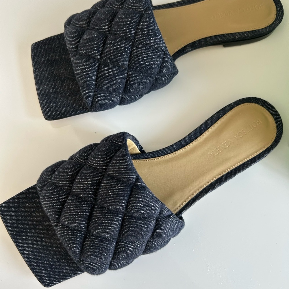 Bottega Veneta Denim Quilted Sandals